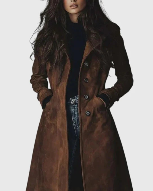 ABRIGO LARGO DE GAMUZA